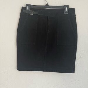 RALPH LAUREN Woman 99% Cotton Pencil Skirt Faux Leather Buckle Black 4P